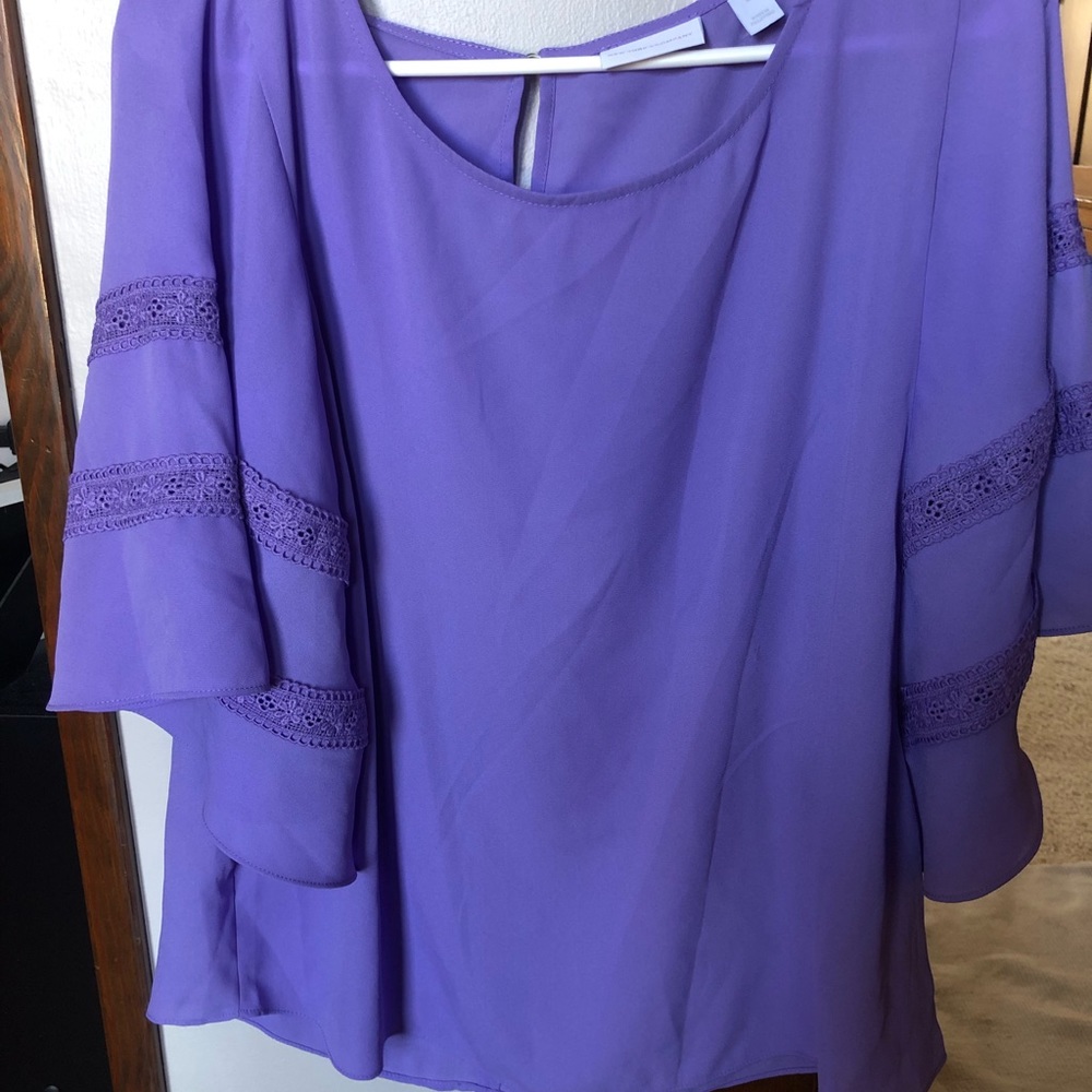 Purple flutter sleeve blouse, size medium